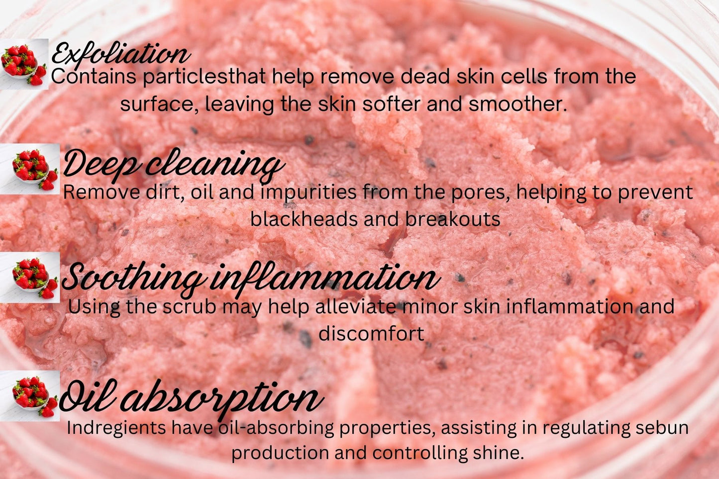 Amelia 3 huts StrawBerry Walnut Exfoliating body scrub