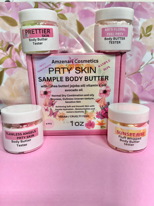 PRTY SKIN SAMPLE BODY BUTTER 4PCS FLORAL SCENTED WITH 2oz BODY OIL( MOTHER'S DAY GIFT)