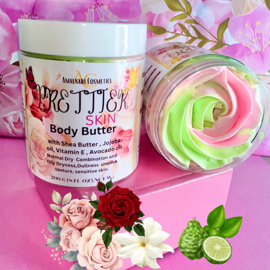 PRETTIER SKIN BODY BUTTER / Fresh Floral , Bergamont ,Jasmine , Rose ( Magnolia Scented)