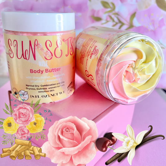 SUNSET RISE BODY BUTTER /BLCAK CHERRY /ANGLAISE /SANDALWOOD /VANILLA (AMBER ROMANCE SCENTED)